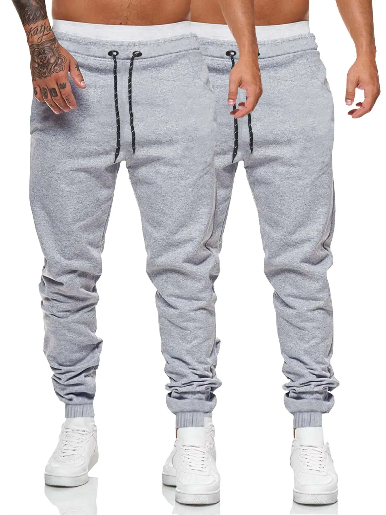 Men's Regular Fit Plain Drawstring Waist Sweatpants, Casual Comfy Pocket Elastic Waist Pants for Daily Wear, Men's Bottoms for All Seasons