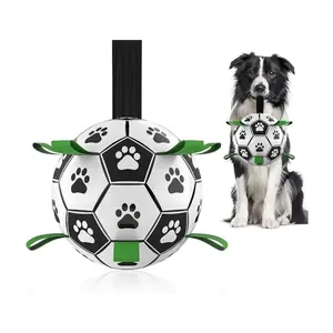 Interactive Dog Toys Soccer Ball with Straps, Puppy Birthday Gifts, Durable Dog Balls World Cup for Small & Medium Dogs