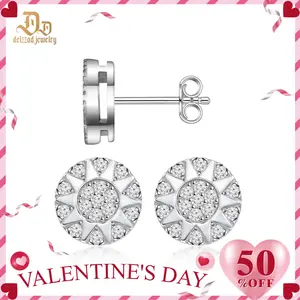 Delzzad Sunburst Glow Stud Earrings VVS Synthetic Moissanite S925 Studs Unisex Earrings Jewelry Perfect Birthday Mother’s Day Christmas Gift for Men Women Silver Earrings Golden Earrings Wedding Set