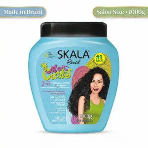 Skala Expert Blue Mais Cachos 35.2 oz 1000g Brazilian Hair Cream for Curly Hair Care Moisturizing Daily Conditioner with Castor Oil & Shea Butter - Moisturize