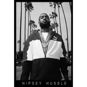 Nipsey Hussle Puma Poster - 24 In x 36 In - Rolled or Framed - Thin Black Frame with Laminated Finish - Lightweight Wall Art for Home Decor