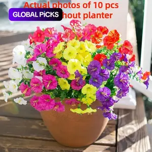 Artificial Potted Plant, 10pcs Faux Flower with UV Protective Function, Decorative Flower for Outdoor Home Flowerpot Porch Terrace Decoration