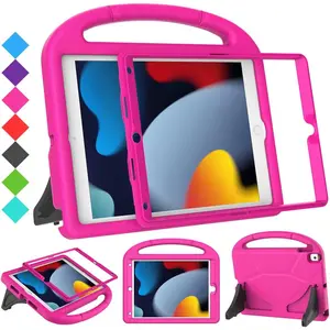 Kids Case for iPad 9th/8th/7th Generation - iPad 10.2 inch 2021/2020/2019 Case with Built-in Screen Protector, Durable Shockproof Handle Stand Kids Cover for Apple iPad 7/8/9 Gen, Pink 10th glitter Computer Foldable