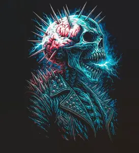 Halftone Skull Design for Black Fabric Ready to Press Heat Transfer DTF Transfer Direct to Film Heat Press Settings 300-320°F Cotton Polyester Firm Press Instructions