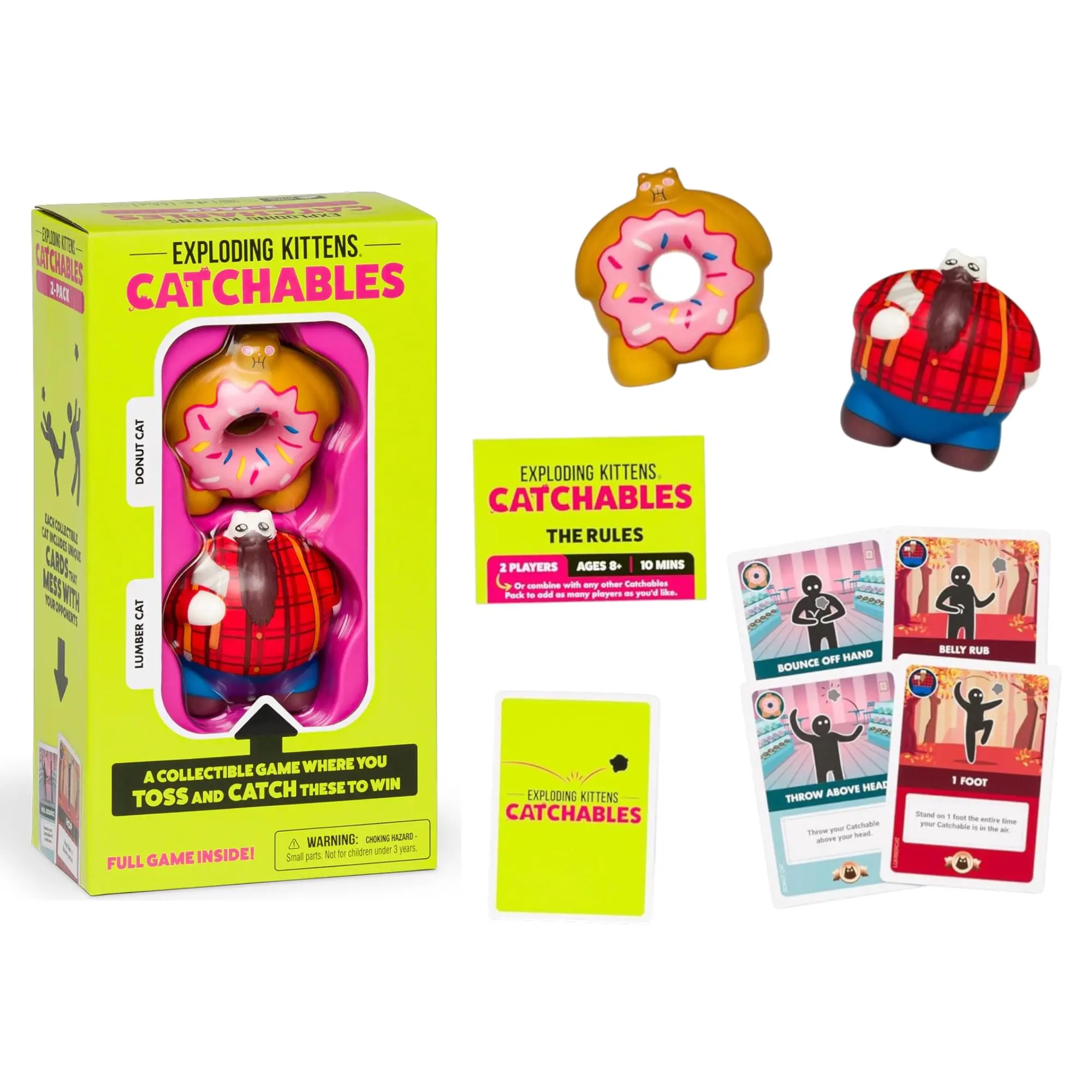Exploding Kittens CATchables Card Game 2-Pack, Donut Cat & Lumber Cat | Gift Ideas for Kids, Screen-Free Activity, Collectibles, Family Bonding, Fun with Friends