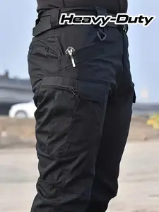 Men's tactical trousers, multi-pocket design, Casual slant pocket, suitable for all seasons, durable and quick-drying, ideal for outdoor hiking, camping, and travel - straight leg, slim fit, regular cut, tactical gear, breathable fabric