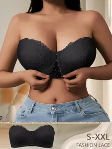 QUASTI Women’s Strapless Wireless Push Up Bra Non Slip Seamless Padded Deep V T-Shirt Bra Soft Breathable Stretchy Supportive Invisible Under Clothing Everyday Comfortable Basic Bra S-XXL