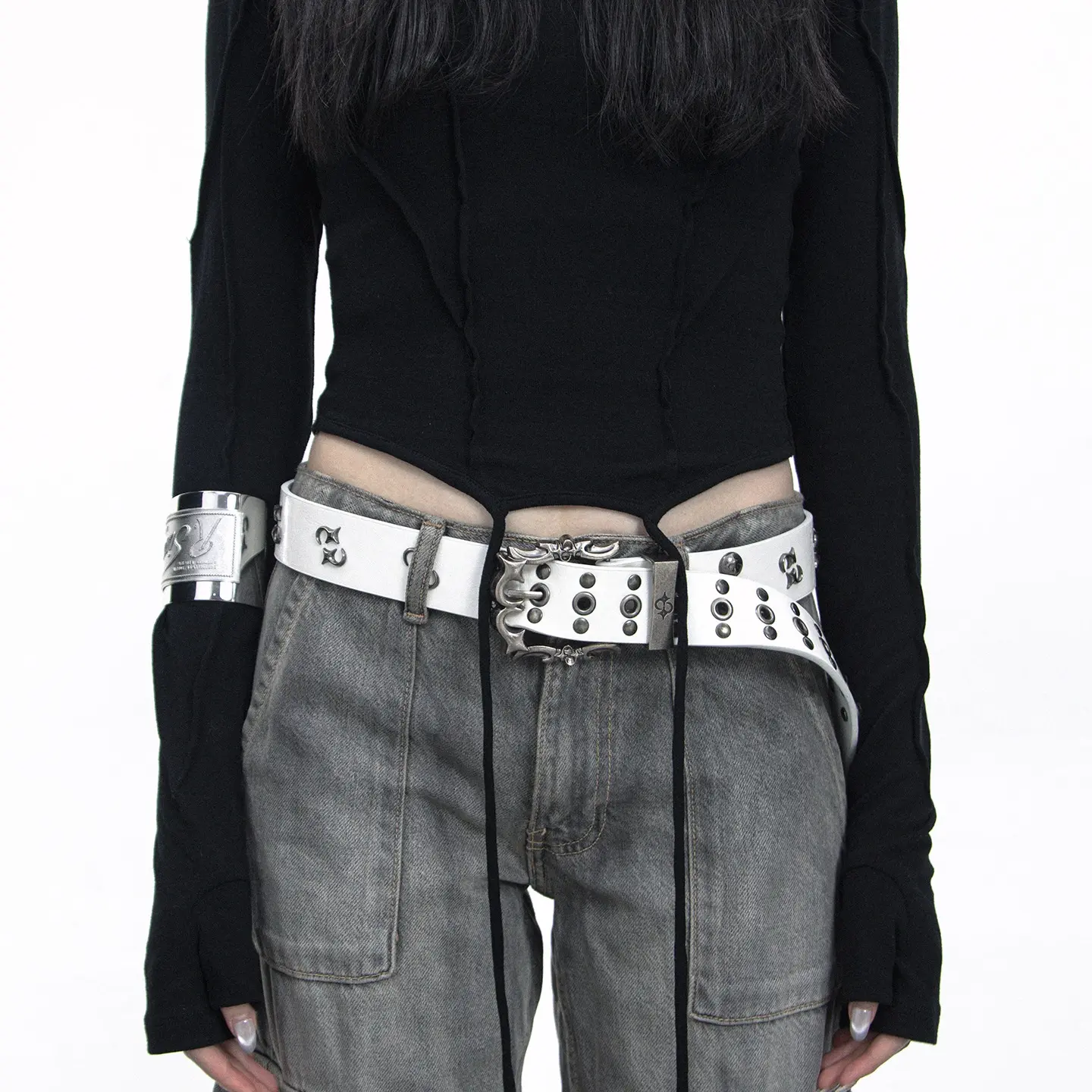 Y2K Punk Gothic Belt with Metal Buckle – Studded PU Leather 