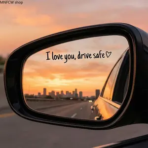 6 Counts I Love You Drive Safe Car Mirror Decal | Minimalist Premium Vinyl Rearview MirrorSticker, Universal Waterproof Automotive Decoration, Sentimental Car Gift