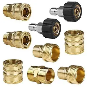 Spring Cleaning 9Pc Power Washer Adapter Set Quick Disconnect Kit M22-14mm Swivel 3/8 1/2 3/4 Inch Fittings 5000 PSI Auto Detailing Upgrades