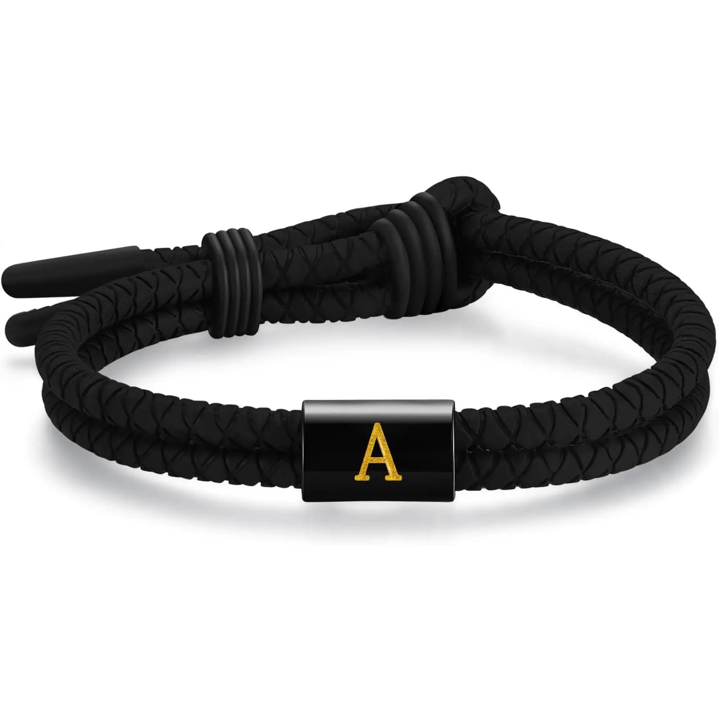 Men's & Women's Adjustable Braided Synthetic Rope Alphabet Bracelet - Stainless Steel A-Z Letter Charm, Female Fashion Jewelry, Gifts for Women