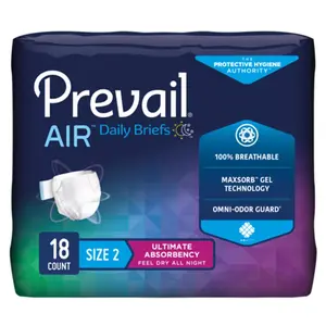 Prevail Air Adult Incontinence Brief Size 2 / Large Heavy Absorbency Breathable PVBNG-013CA 72 Ct