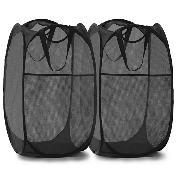 1PC/2PCS Pop-Up Laundry Hamper, Collapsible Mesh Basket with Side Pockets & Reinforced Handles, Foldable Clothes Storage for Homes, Dorms, Bedrooms, Travel