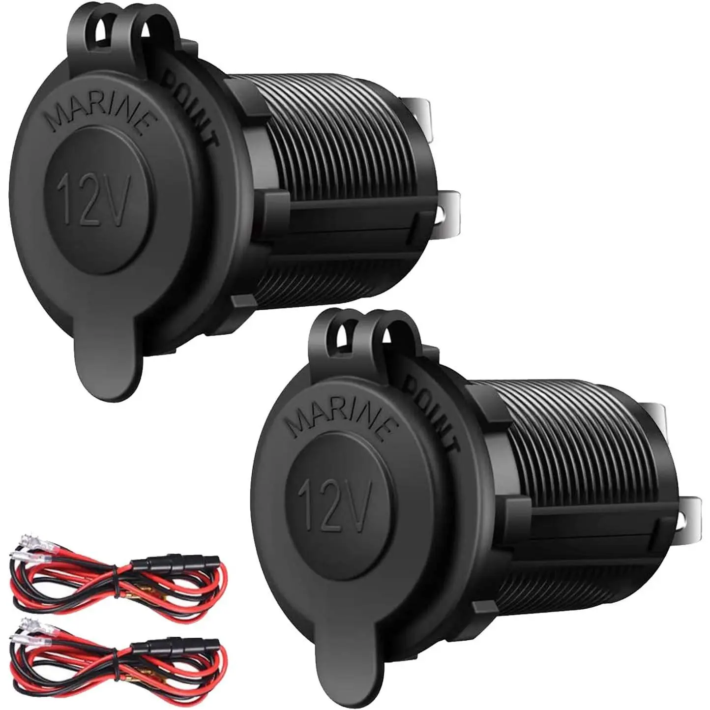 12V Cigarette Lighter Socket, 2 Pack Car Marine Motorcycle ATV RV Lighter Power Outlet Socket Replacement 12 Volt Waterproof Plug