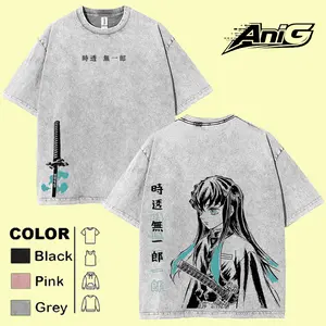 Muichirou Tokito Mist hashira v4 Demon Slayer Kimetsu No Yaiba Anime Double Printed Acid Washed Tee T-Shirt graphic tee