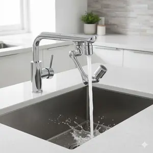 Flexible Kitchen Faucet Extender, Adjustable Gooseneck Sprayer Adapter with Anti-Splash Aerator, Multi-Angle Dishwashing Nozzle, Tool-Free Rotating Arm for Sink, Universal Water Saving Faucet Attachment, Faucet Aerator Extension