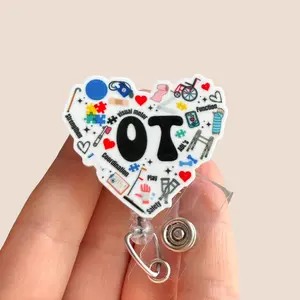 Glitter My Badge Occupational Therapy badge reel for nurse and hospital workers. Badge clip Badge pull - Retractable swivel clip with a 360 rotation. Great gift for coworker.
