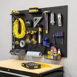 51" x 32" Industrial-Grade Steel Pegboard with 20 Attachments - Garage Tool Storage & Power Tool Organizer for Construction & Yard Tools