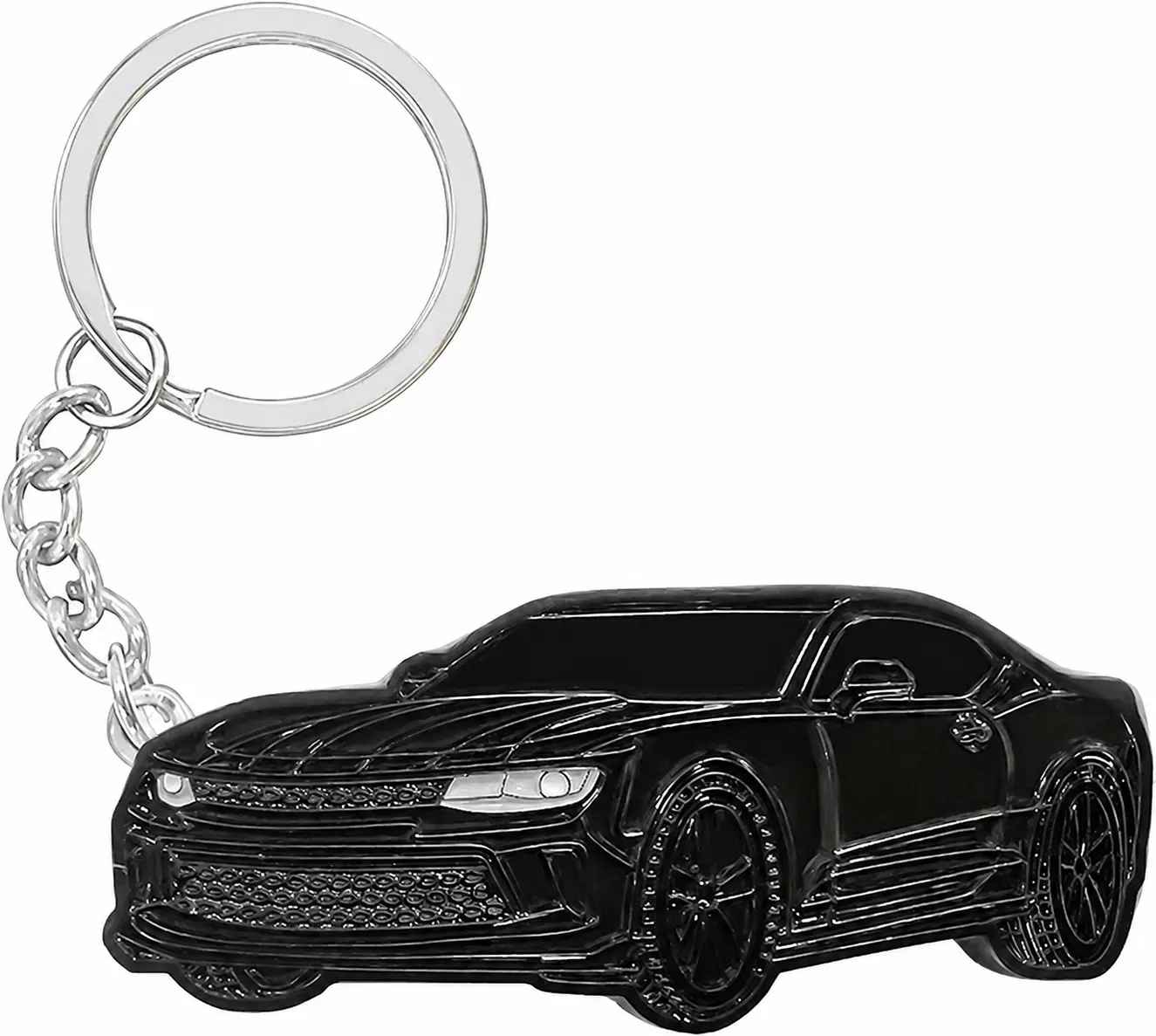 Camaro Keychain – Black Sports Car Key Ring, Muscle Car Accessory, Gift for Camaro Owners & Car Lovers