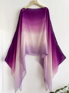 Women's Ombre Lightweight Thin Shawl Scarf, Casual Loose Fit Summer Travel Beach Cover-Up, Fashionable Gradient Design, Casual Soft Shawl