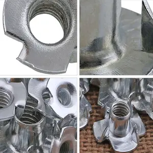 20-piece T-nuts M4 M5 M6 M8 M10, thread-embedded tee nuts, suitable for four-point embedded nuts for climbing, brackets, and cabinet woodworking furniture