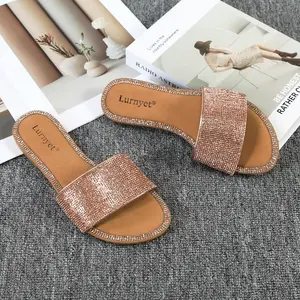Slide Sandals Insta - Worthy Embellished Slide Sandals with Sparkling Stones: Ideal for Glam Events WJX