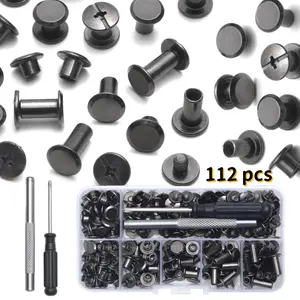 1Set Screws for Leather Rivets Assorted Screw Rivets Chicago Binding Screws for Decorate and Repair Leather Craft Belt Bag Shoes Purse Bookbinding