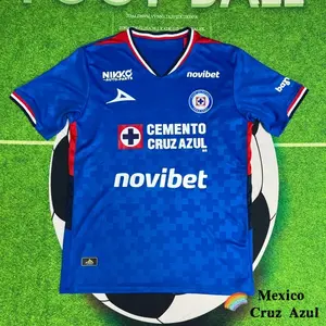 2526 Mexico League Cruz Azul Home Blue Away Gray Short Sleeve Top Soccer Jerseys LIGAMX Fan Edition