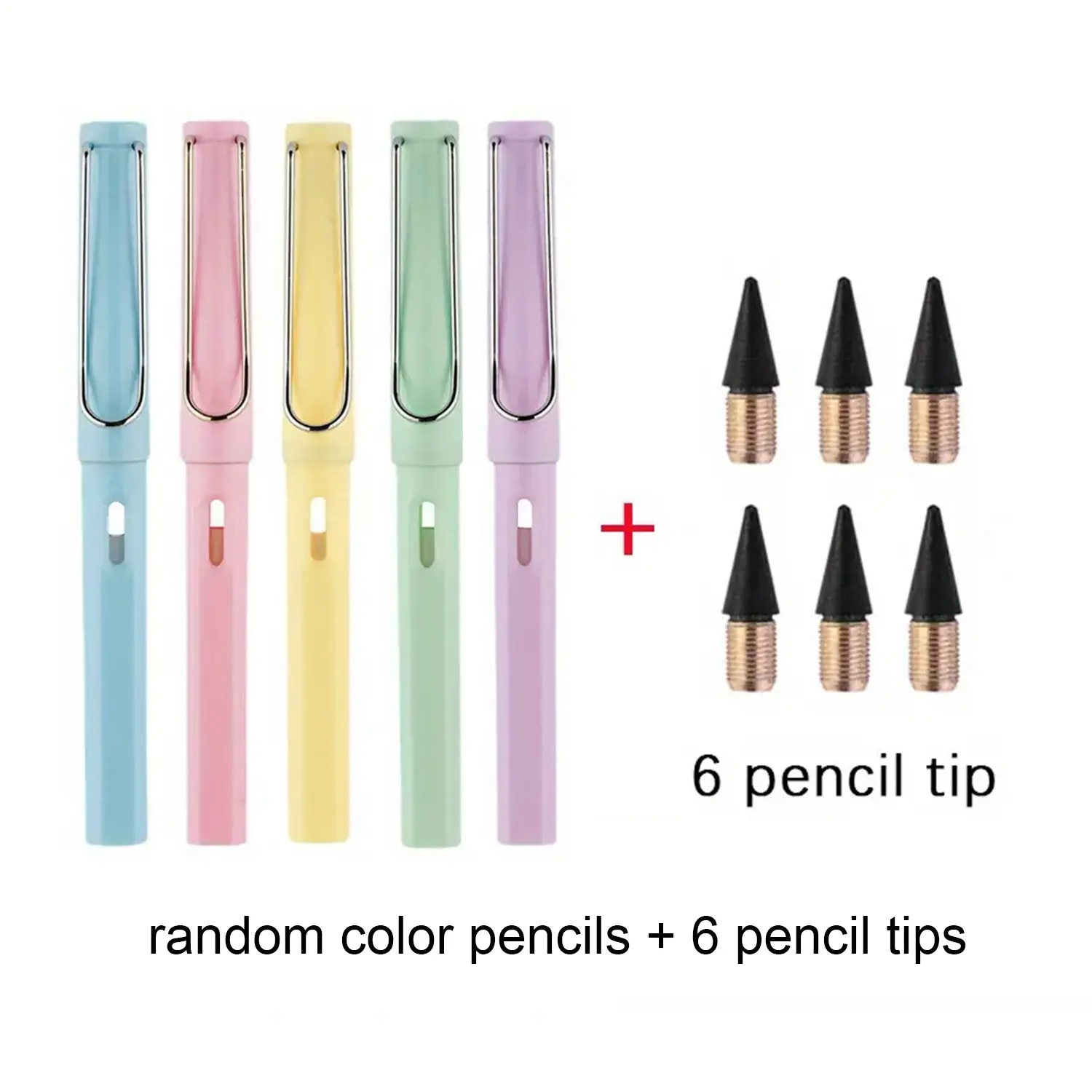 5 Pcs Eternal Pencil with 6 Free Tips Infinite Pencil Technology Inkless Pen Magic Pencil Drawing Is Not Easy To Break Straight Pencil