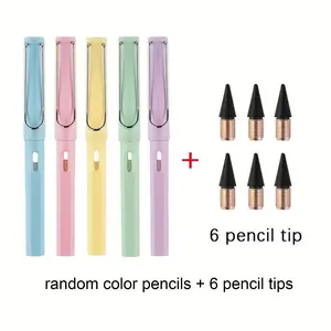 5 Pcs Eternal Pencil with 6 Free Tips Infinite Pencil Technology Inkless Pen Magic Pencil Drawing Is Not Easy To Break Straight Pencil