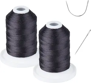 UV Resistant - Heavy Duty Outdoor Thread for Hand or Machine Sewing - Simthread 100% Polyester Bonded Thread Tex 69 (12Wt) - 250 Yards X 2 Spools Np-Black CR THREAD INDUSTRY