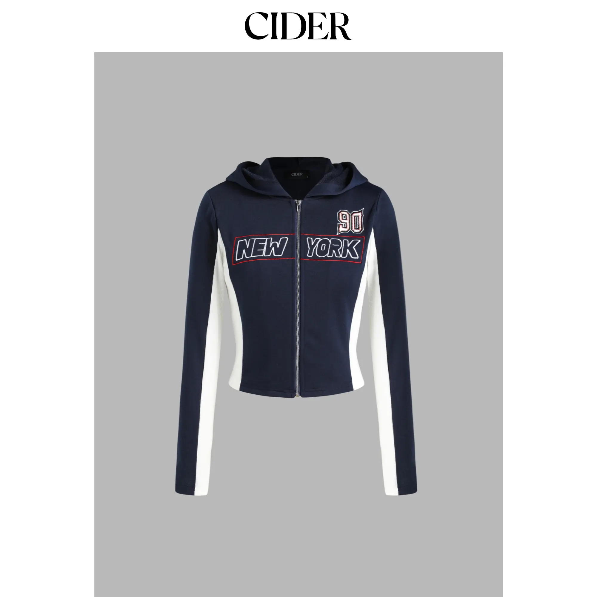 Cider [3 colors, size 0-10] New York 90 Zipper Hoodie, Sweatshirts, Tops, Long Sleeve, Casual, Hooded, Zip-Up, Athleisure Wear, Solid