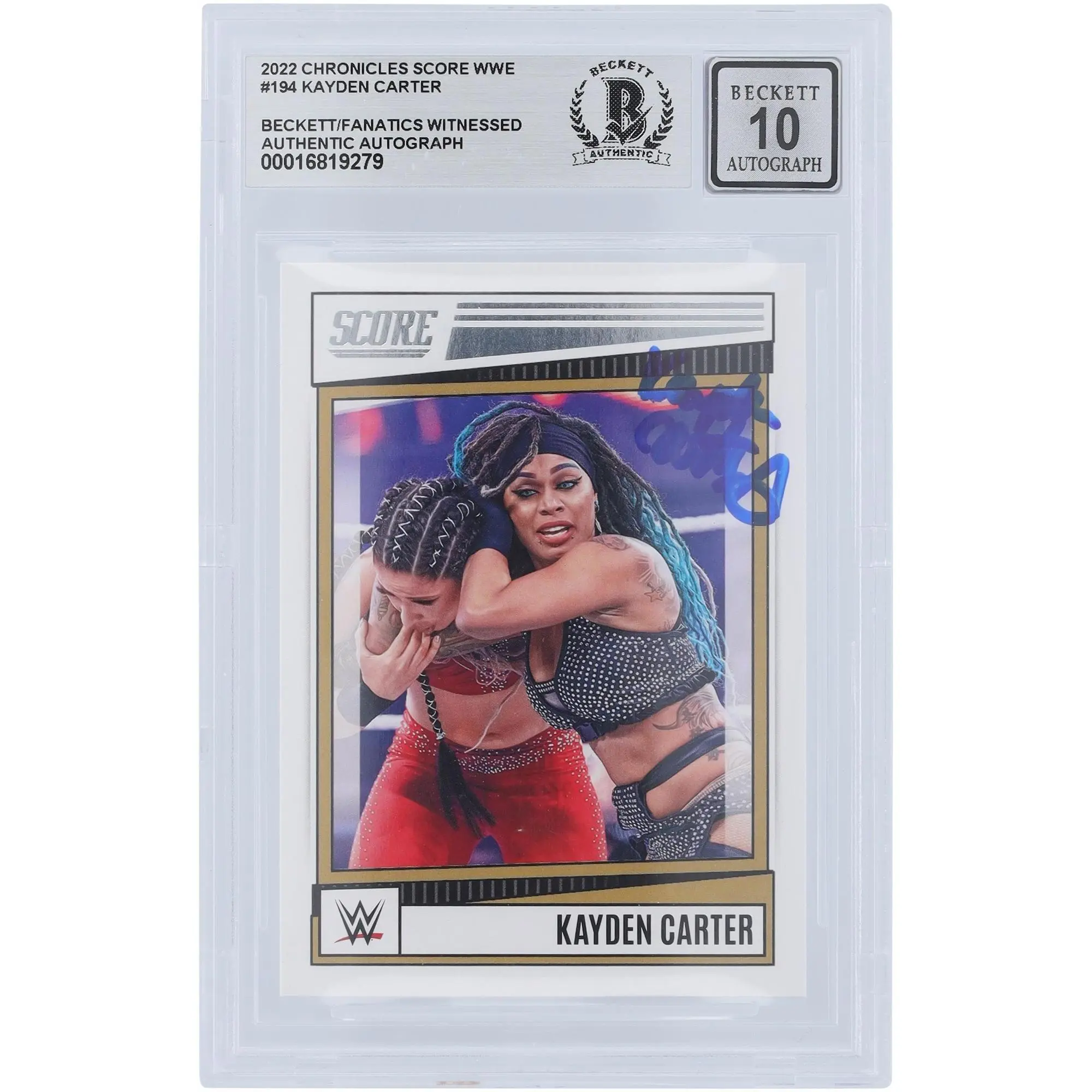 Kayden Carter WWE Autographed 2022 Panini Chronicles Score #194 Beckett Fanatics Witnessed Authenticated 10 Card - Fanatics Authentic Certified