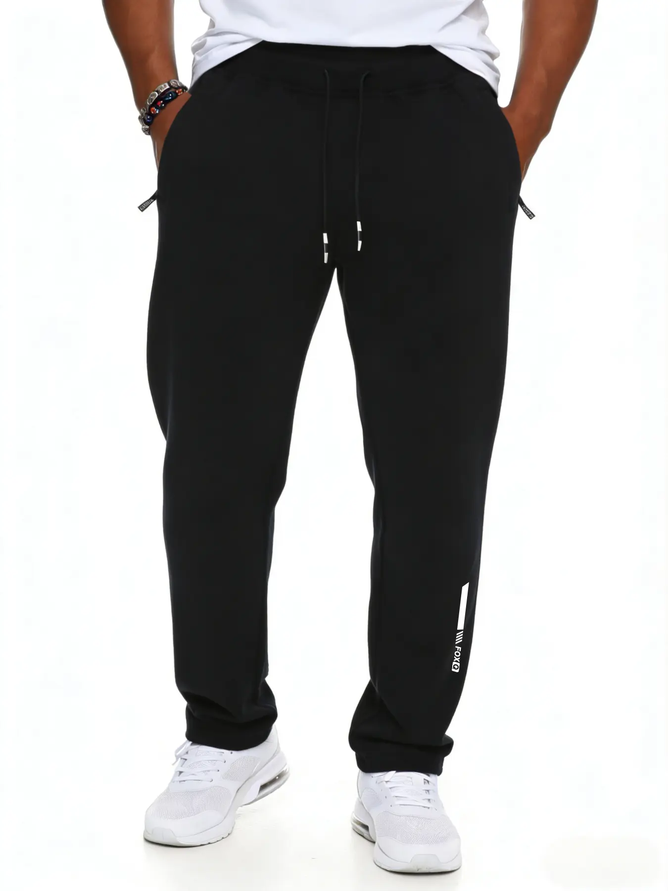 Men's casual pants, jogging pants, Casual Sportswear Pants, Knit athletic pants, Knitted sports pants, suitable for all seasons, elastic waist, drawstring adjustment and zipper pocket, letter print, suitable for gym and daily wear, Athleisure Pants
