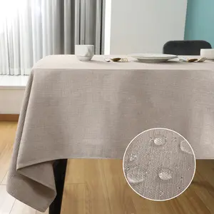 Rectangle Tablecloth Water and Wrinkle Resistant Washable Faux Linen Table Cloth Decorative Fabric Table Cover for Kitchen Dining Party Buffet Wedding Camping（ Beige）