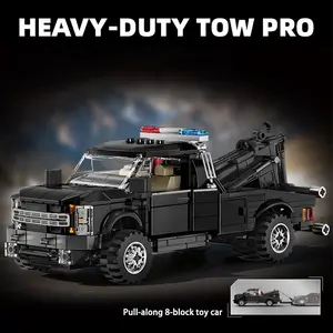 Ford F450 Trailer Collector's Edition Assembly Block Model Set, Building Blocks featuring multiple movable detail reproductions, compatible with other 8-stud scale sports cars, can be used with LEGO bricks, made of high-quality ABS material