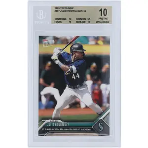 Julio Rodriguez Seattle Mariners 2023 Topps Now 2nd Player w/ 175+ RBI & 60+ SBs Over 1st 2 Season #897 BGS Authenticated 10 Card - 10,9.5,10,10 Subgrades