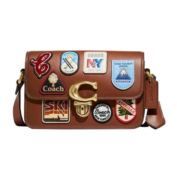 COACH Studio 19 C Logo Flap Crossbody Bag in Saddle Brown Leather for Women Premium Shoulder Bag High Quality Bag