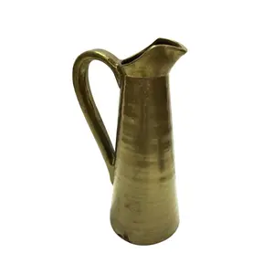212 MAIN Gold Ceramic Pitcher - Kitchen Coffee & Tea Accessory, Ceramic Vase for Entryway & Kitchen Table Decor