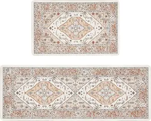 Anti Fatigue Floor Mats - Cushioned Memory Foam 2 Piece Kitchen Rug Set, Non Slip Laundry & Sink Area Runner, Waterproof Comfort Standing Mat