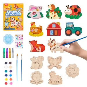 JoyCat DIY Wooden Magnets Kit, 13 Pcs Christmas Art Supplies, Painting Kit, Arts and Crafts for Kids Ages 4-12, Party Favors, Christmas Crafts, Birthday Gifts, Toys for Boys Girls