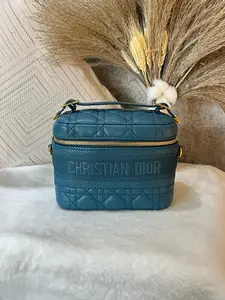Pre-owned Dior Vanity Case Bag in deep teal blue 1919H0561