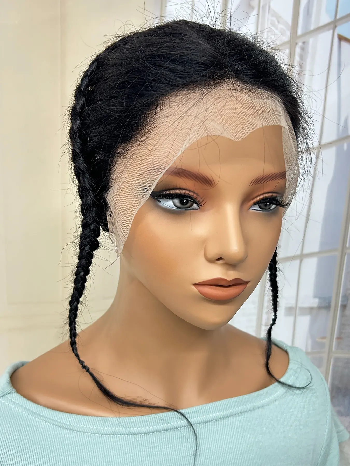 13x4 Transparent Glueless Lace Frontal with Braids Natural Remy Human Hair Lace Closure, No Glue Needed, Cornrow Styles, Ideal Christmas Gift, Lace Frontal Wig