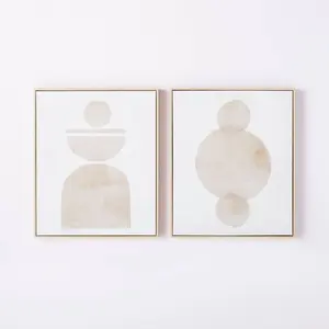 (Set of 2) 20" x 24" Abstract Shapes Framed Canvas Brown - Threshold designed