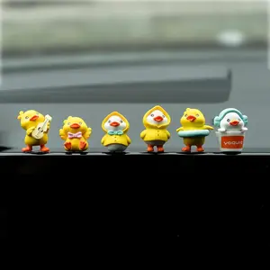 2026 Yellow Duck Car Dashboard Decor, 6PCS Cute Duck Car Dash Decorations, Rear View Mirror Ornament, Cute Cartoon Style Desk Companions Interior Accessories for Home Office
