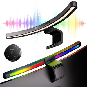 Quntis G-Zone Curved Monitor Light Bar, 45cm (17.7in) Black, Wireless Dual Control, 13-Mode RGB Backlight, Adjustable Color Temperature & Brightness, Eye-Caring No-Glare Desk Lamp for Gaming & Office