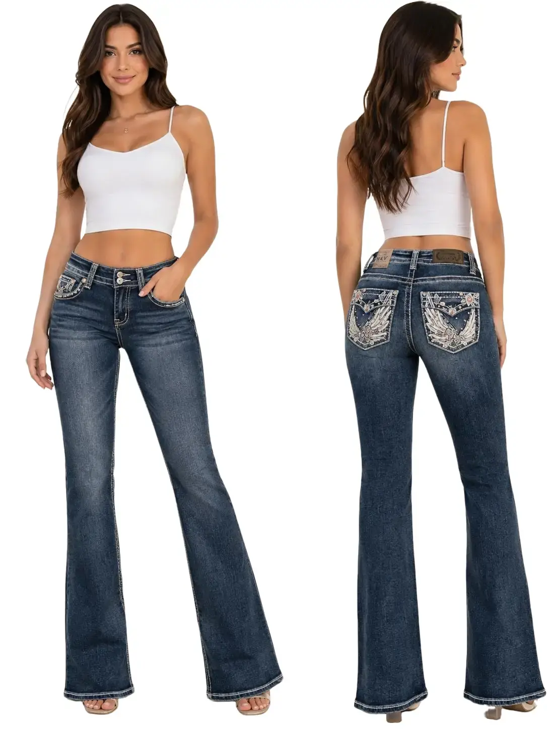 embroidered bootcut jeans
