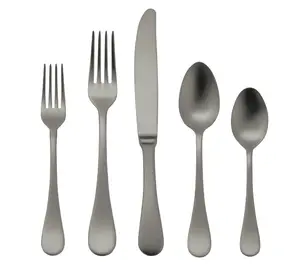 Mepra 5-Piece Brescia Ice Black Gold Flatware Set