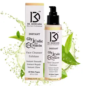 DR. MONCADA Best Glycolic Acid Face Wash  - Exfoliating Face Cleanser with Niacinamide - Instant glow  -  Anti Aging Cleanser- Pore Minimizing Face Scrub - ALL IN ONE 5.07 Fl Oz.