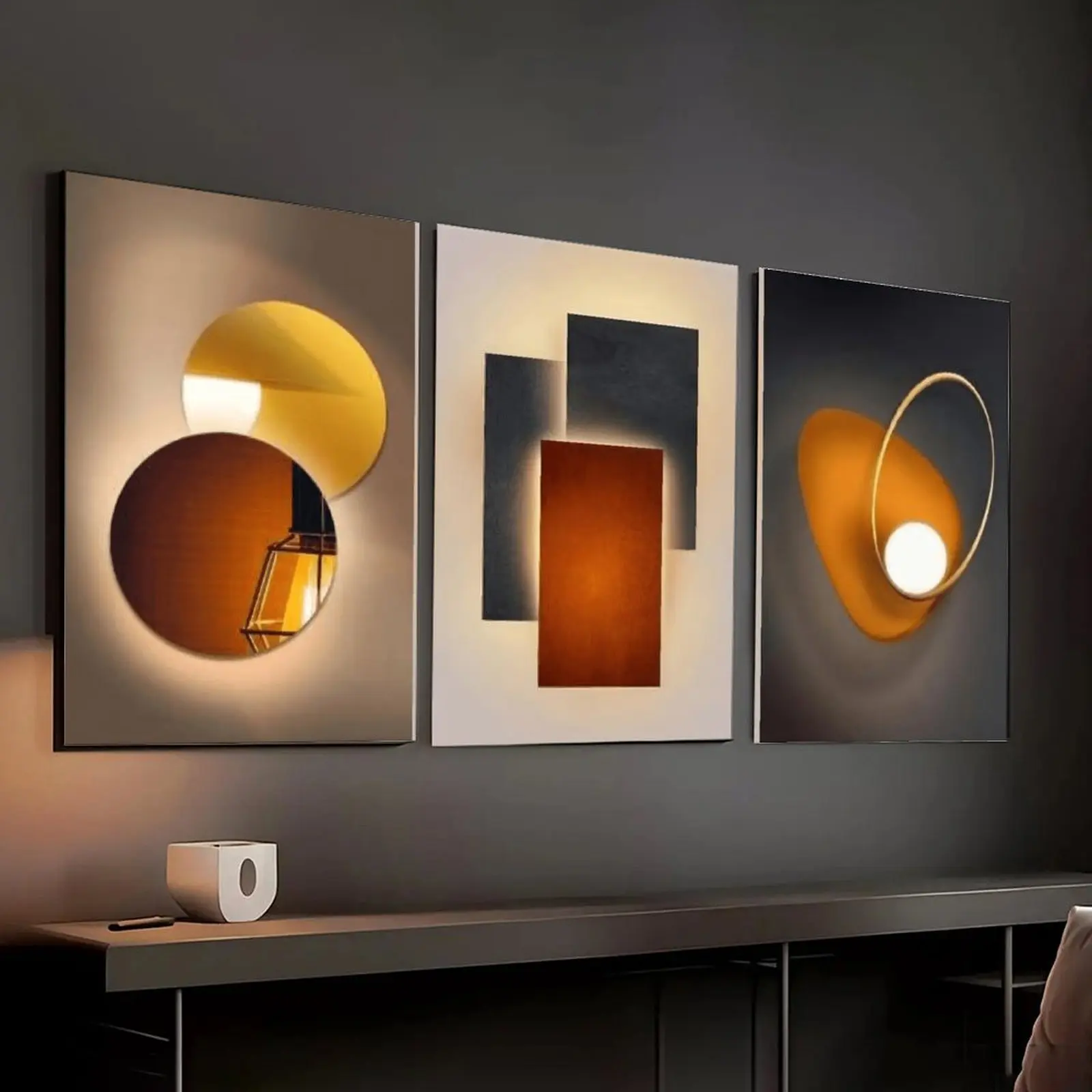 3-Piece Modern Minimalist Canvas Print Posters - Contemporary Modern Art with Bold Colors & Abstract Lines, Aesthetic Home Decor for Living Room, Bedroom Wall Display